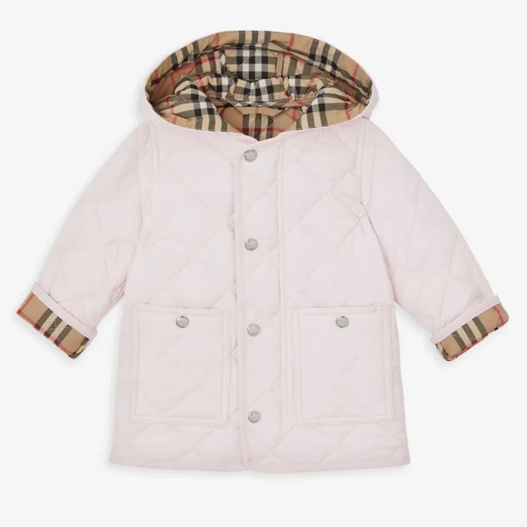 Burberry Pink Quilted Kids Puffer Jacket - Picture 2 of 9